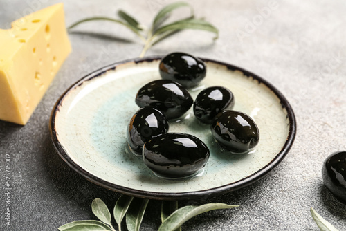 Plate of tasty black olives...