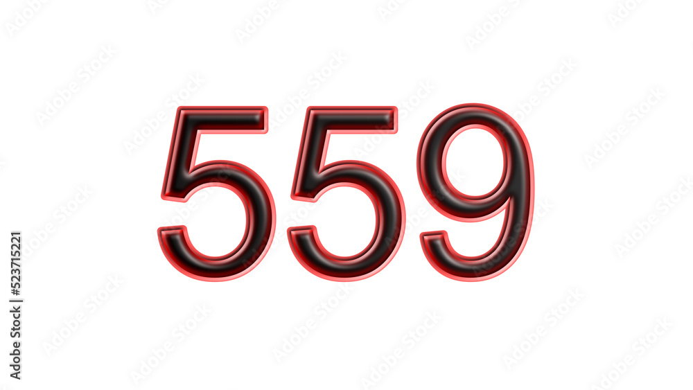 red 559 number 3d effect white background red 559 number 3d effect white background
