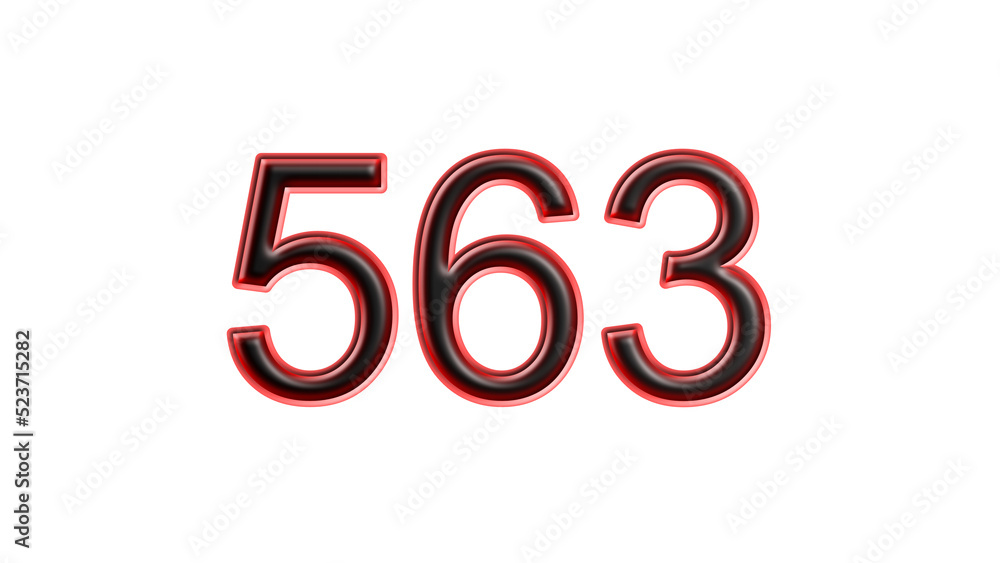 red 563 number 3d effect white background red 563 number 3d effect white background