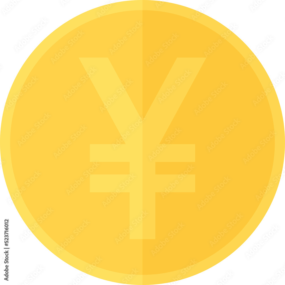 Japanese yen or Chinese yuan coin icon. Business and finance concept. Flat design illustration. Japanese yen or Chinese yuan coin icon. Business and finance concept. Flat design illustration.
