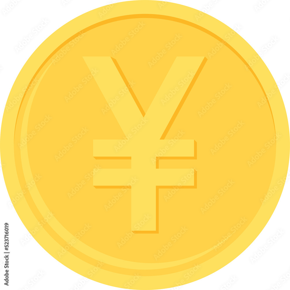 Japanese yen or Chinese yuan coin icon. Business and finance concept. Flat design illustration. Japanese yen or Chinese yuan coin icon. Business and finance concept. Flat design illustration.