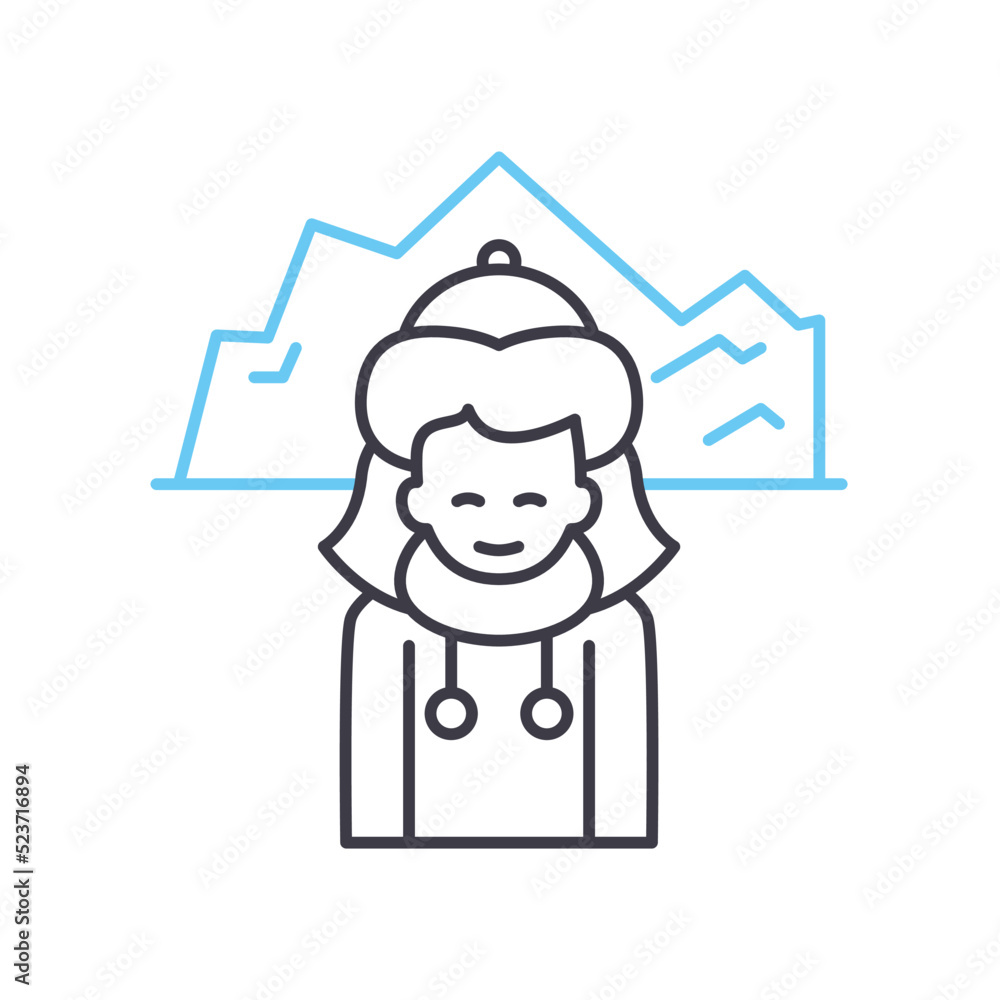 Explorer women line icon, outline symbol, vector illustration, concept sign Explorer women line icon, outline symbol, vector illustration, concept sign
