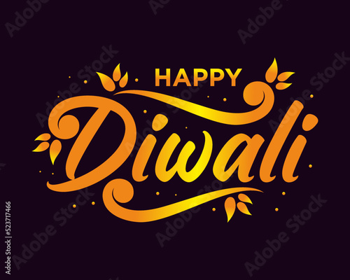 Hand drawn calligraphic colorful paint lettering of Happy Diwali, Vector illustration