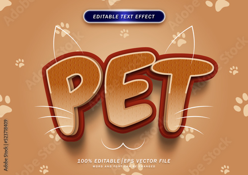 Cute cartoon pet text style effect editable 