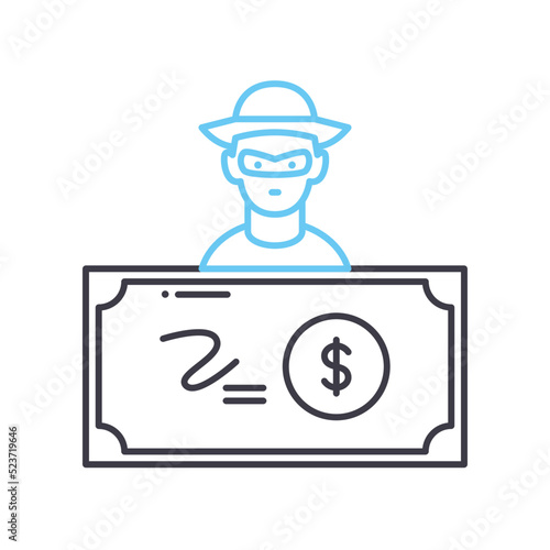 cheque fraud line icon, outline symbol, vector illustration, concept sign