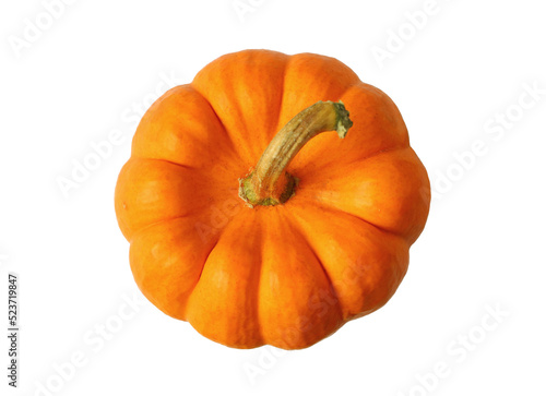 Top view of Vibrant Orange Ripe Pumpkin Isolated on Transparent Background, PNG File