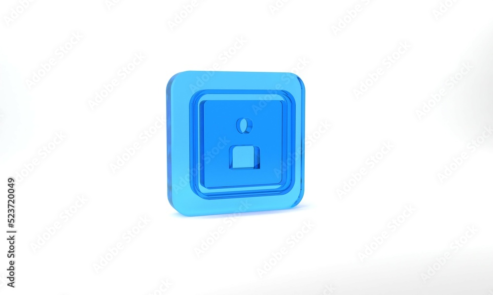 Blue Play Video icon isolated on grey background. Film strip sign. Glass square button. 3d illustration 3D render Blue Play Video icon isolated on grey background. Film strip sign. Glass square button. 3d illustration 3D render