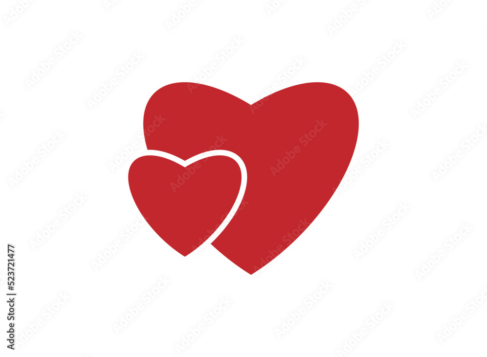 Vector Simple Isolated Two Hearts Icon. eps 10.