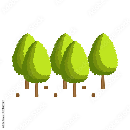 Cutting down trees.Vector isometric and 3d view. photo
