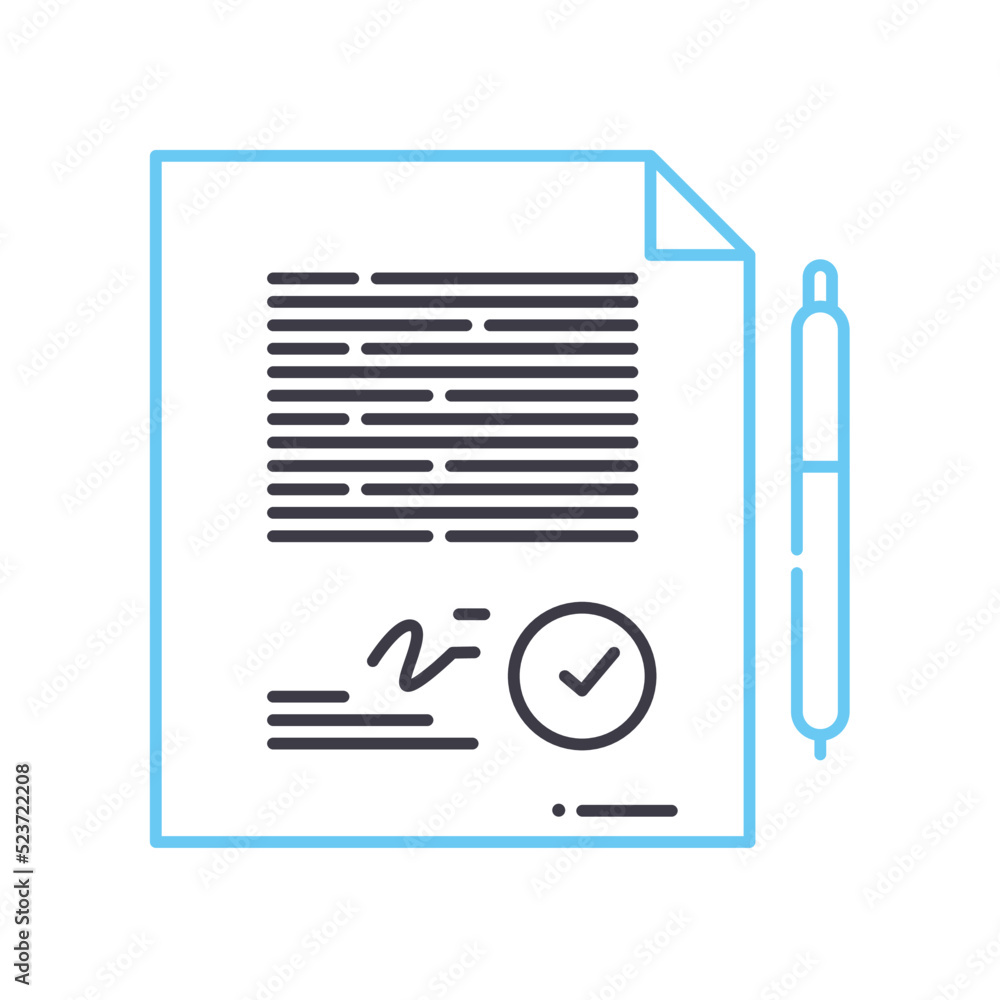 contract signing line icon, outline symbol, vector illustration, concept sign