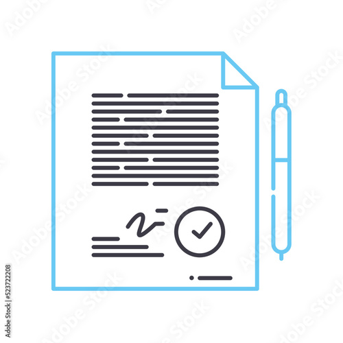 contract signing line icon, outline symbol, vector illustration, concept sign