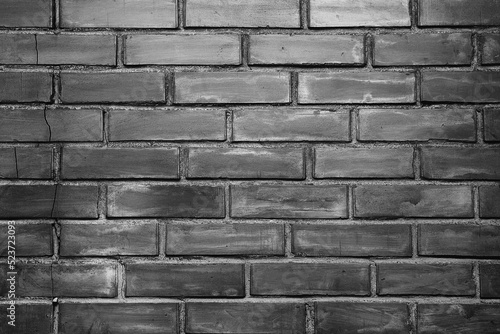 Brick wall background texture. Black and white vintage image.