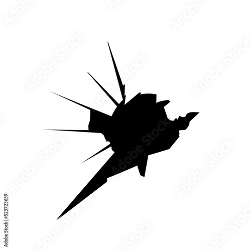 shot hole in the glass wall - cracked glass - vector silhouette graphic