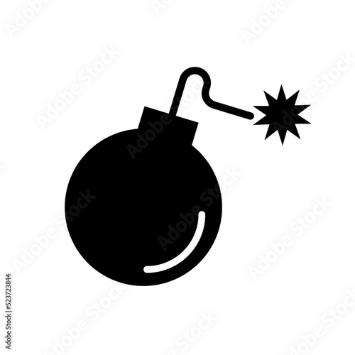 Bomb silhouette icon. Flat design style. Explosive. Vector.