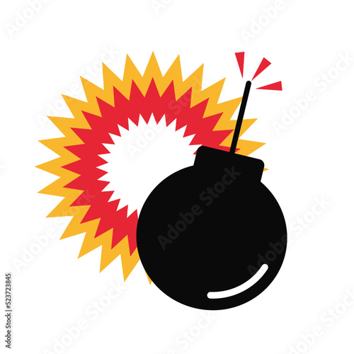 Bomb and explosion icon. Explosion impact. Vector.