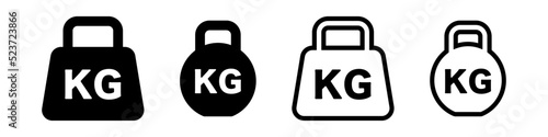 Kilogram weight icon set. kg set. Workout and weight training. Vector.