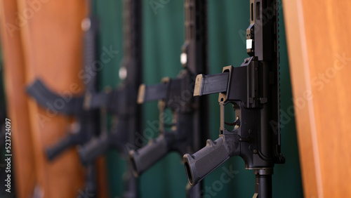 Canvas Print Set of rifles and carbines in storage