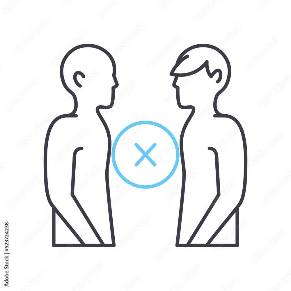 don`t contact with people line icon, outline symbol, vector illustration, concept sign don`t contact with people line icon, outline symbol, vector illustration, concept sign