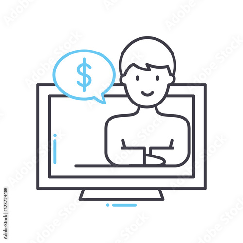 accounting coach line icon, outline symbol, vector illustration, concept sign