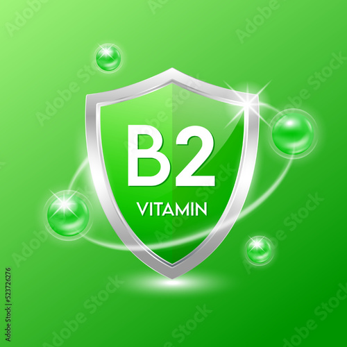 Vitamin D shield with orange atom. Protect the body stay healthy. For nutrition products food. Medical scientific concepts. Vector illustration.