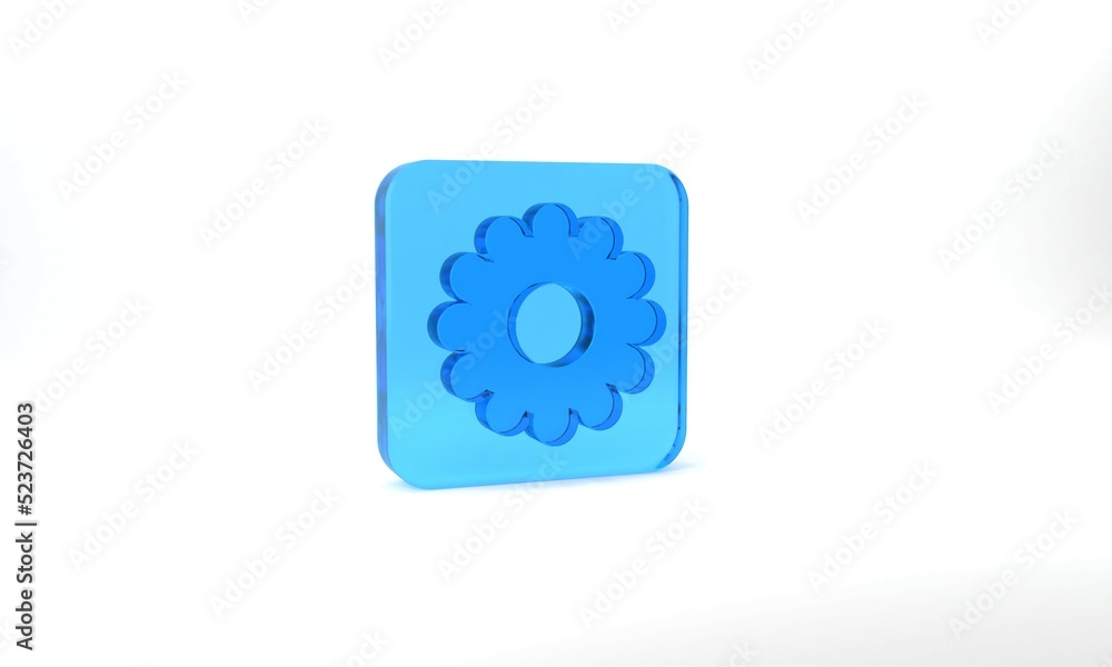 Blue Flower icon isolated on grey background. Sweet natural food. Glass square button. 3d illustration 3D render Blue Flower icon isolated on grey background. Sweet natural food. Glass square button. 3d illustration 3D render