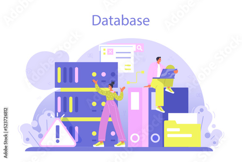 Data base administrator concept. Manager working at data center,