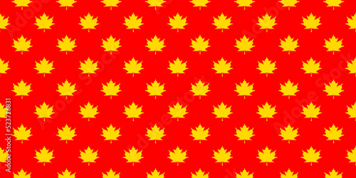 pattern of yellow maple leaves on a red background. template for application to the surface. Banner for insertion into site.