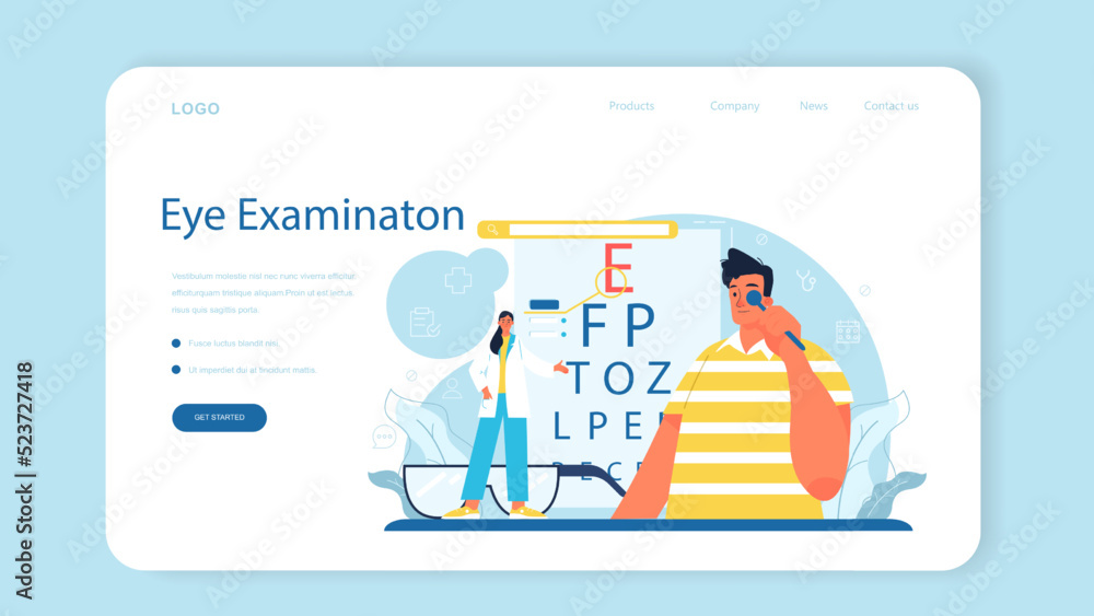Ophthalmologist web banner or landing page. Idea of eyesight check Ophthalmologist web banner or landing page. Idea of eyesight check