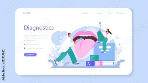 Speech therapist web banner or landing page. Didactic correction.