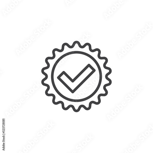 Certification approval line icon