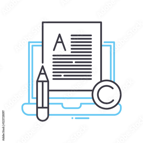 copyrichted artwork line icon, outline symbol, vector illustration, concept sign