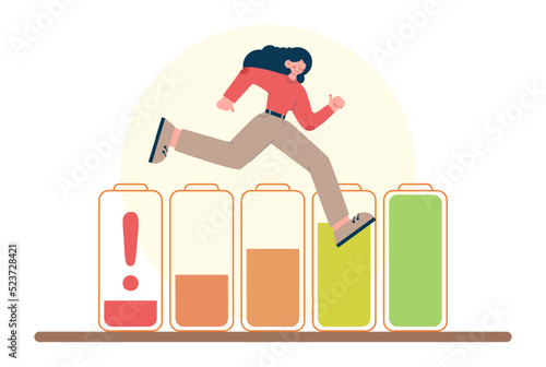 Vital energy, human energy boost concept. Character with a high level