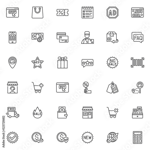 E-commerce line icons set
