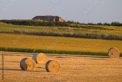 Straw bales near Cap Gris Nez sunset