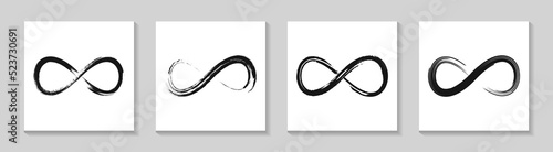 Set of black grunge infinity symbols.