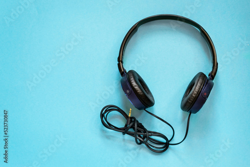 Headphones on blue