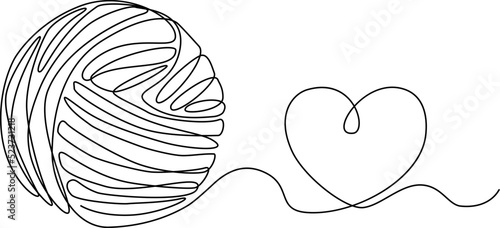 Line Drawing Ball of Yarn for Knitting
