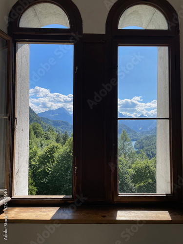 Bavarian landscape through a window