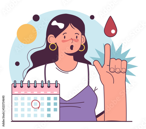 Female hygiene concept. Woman checking period date in the calendar