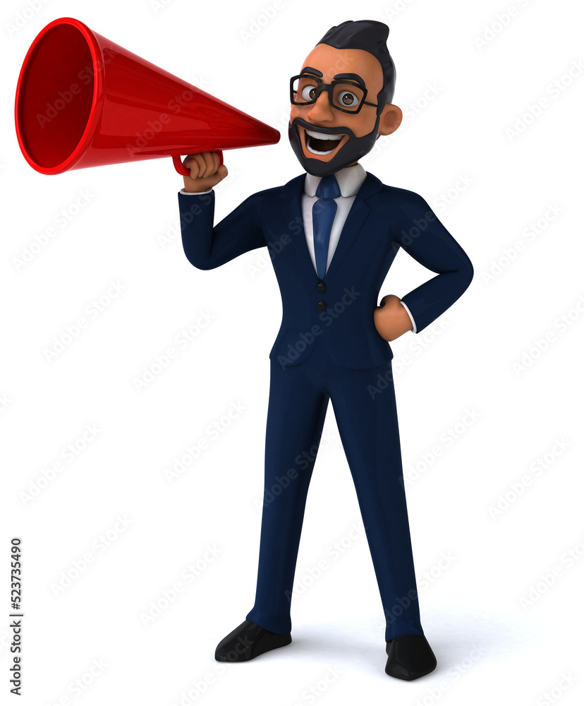 Fun 3D cartoon illustration of an indian businessman Fun 3D cartoon illustration of an indian businessman