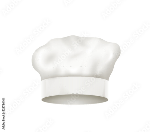 Realistic detailed chef white hat isolated, web design style element uniform for kitchen restaurant