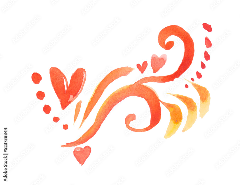 Hand drawn watercolor ink illustration with love icons for holiday design. Hearts on white background. Header For wedding card, valentine day greetings, lovely frame. Hand drawn watercolor ink illustration with love icons for holiday design. Hearts on white background. Header For wedding card, valentine day greetings, lovely frame.