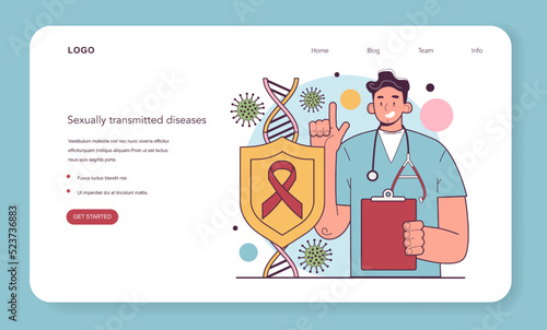 Human immunodeficiency virus web banner or landing page. Blood disease