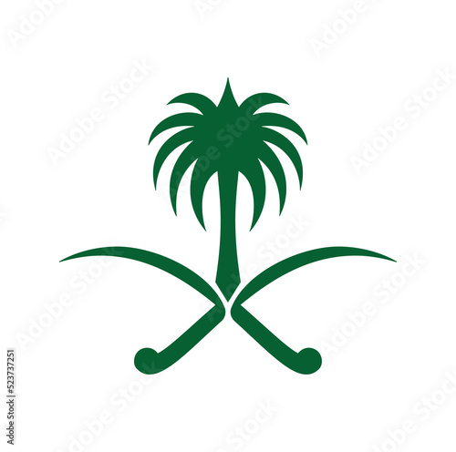 Jeddah, KSA - September 22, 2022: Saudi Arabia Logo. Palm Dates Tree and Swords. Vector Illustration.