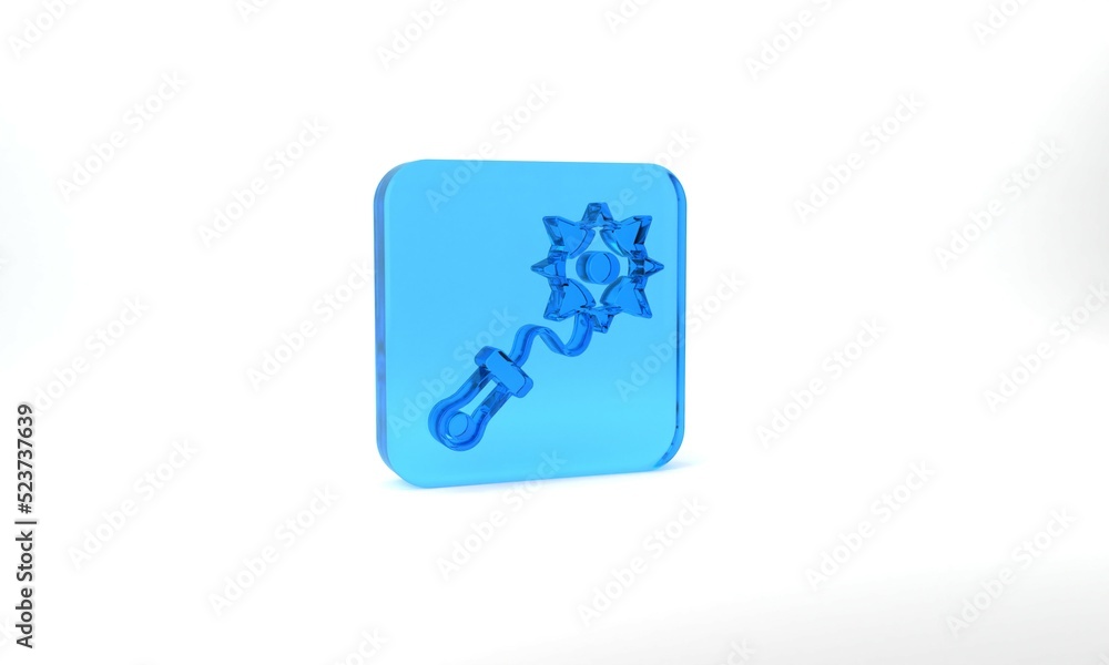 Blue Medieval chained mace ball icon isolated on grey background. Morgenstern medieval weapon or mace with spikes. Glass square button. 3d illustration 3D render Blue Medieval chained mace ball icon isolated on grey background. Morgenstern medieval weapon or mace with spikes. Glass square button. 3d illustration 3D render