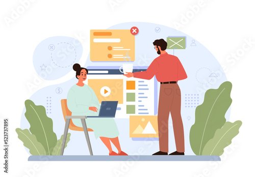 Outsourcing concept. Telework and project delegation, employee
