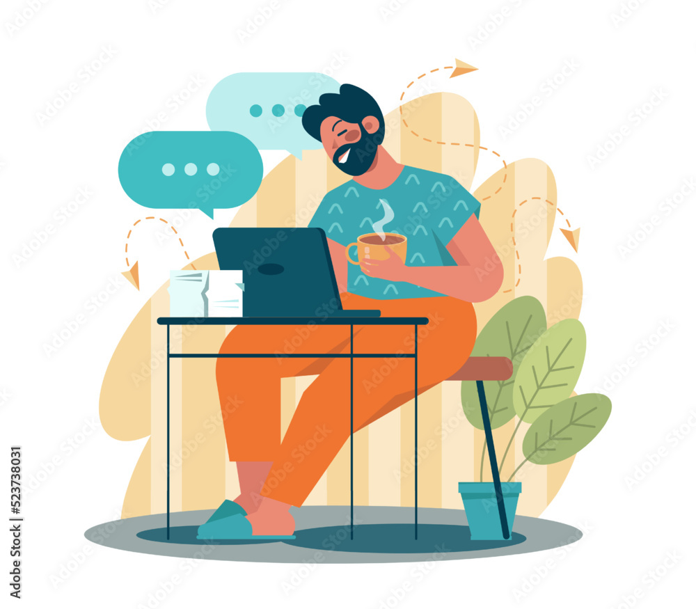 Outsourcing concept. Telework and project delegation, employee Outsourcing concept. Telework and project delegation, employee