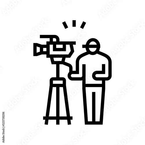 cameraman video production film line icon vector. cameraman video production film sign. isolated contour symbol black illustration
