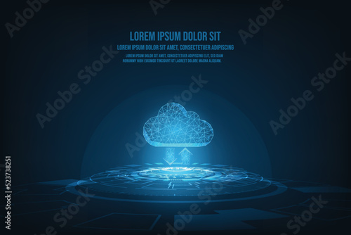 Vector data cloud storage network from lines. Abstract technology background.	