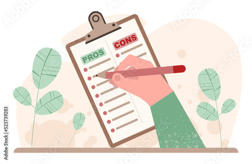 Comparison concept. Pros and cons with two choices. Risk and benefits